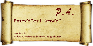 Petróczi Arnó névjegykártya